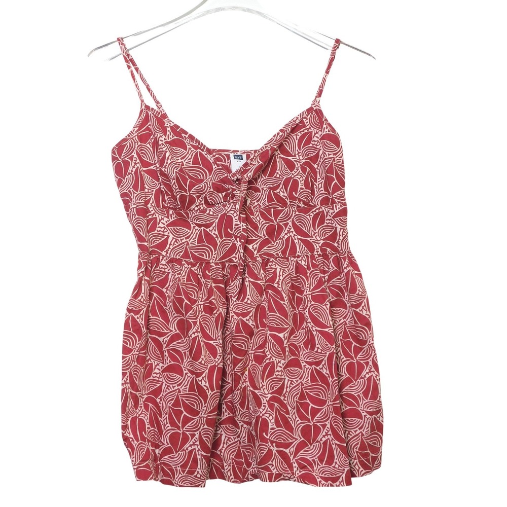Vintage GAP Red White‎ Babydoll Cotton Camisole Tie Front Top Small